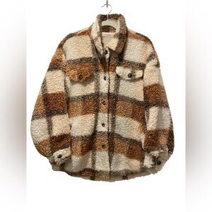 NWOT Teddy Plaid Oversized Shacket size S